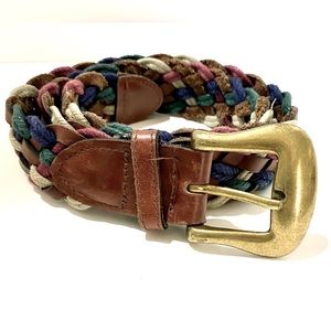 Vintage County Seat Multicolored Braided Brown Leather Women's Belt Size Medium